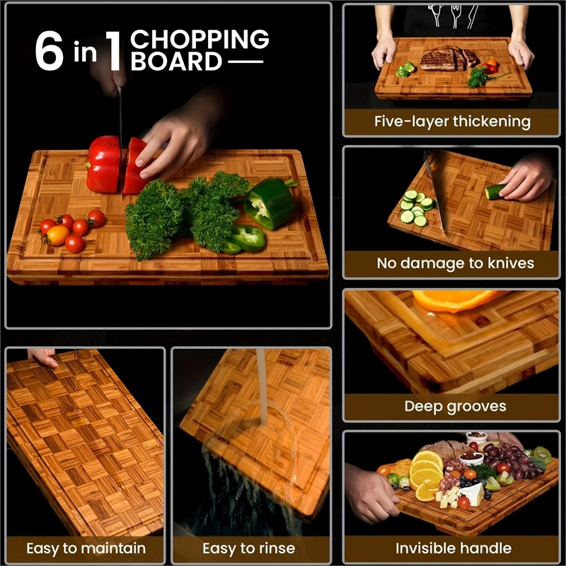 House of Avana Celebration Brown Bamboo Cutting Board Set