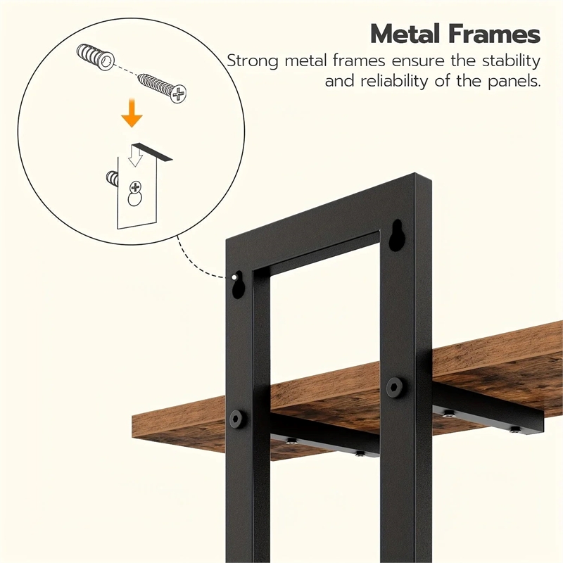 House of Avana Wall Mounted 2-Tier Floating Brown Wood Shelves