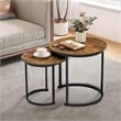 House Of Avana Round Coffee Table with Wood Grain Top