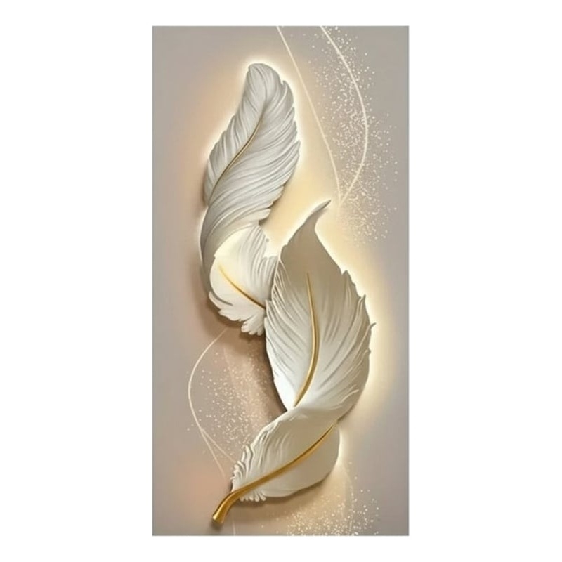 House of Avana Gold Feather Canvas Wood Wall Art Print with Elegant Design