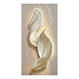 House of Avana Gold Feather Canvas Wood Wall Art Print with Elegant Design