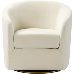 House of Avana Velvet Swivel Ivory Accent Chair with Golden Metal Base