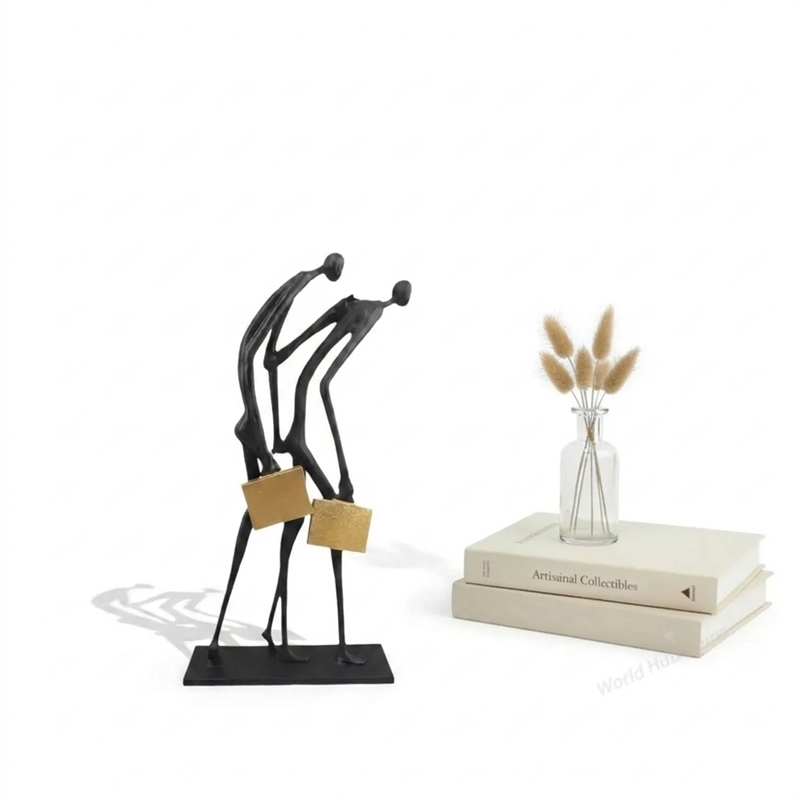 The Shared Journey Black  Cast iron Modern Abstract Partnership Sculpture