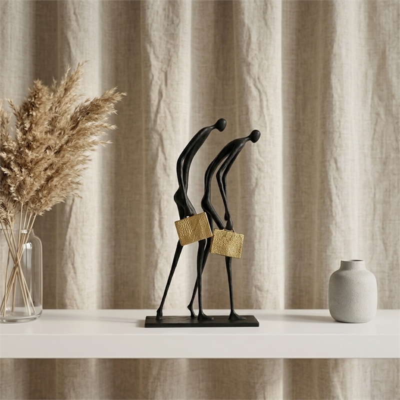 The Shared Journey Black  Cast iron Modern Abstract Partnership Sculpture