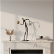 Black Iron Human Figure Sculpture with Gold Ball