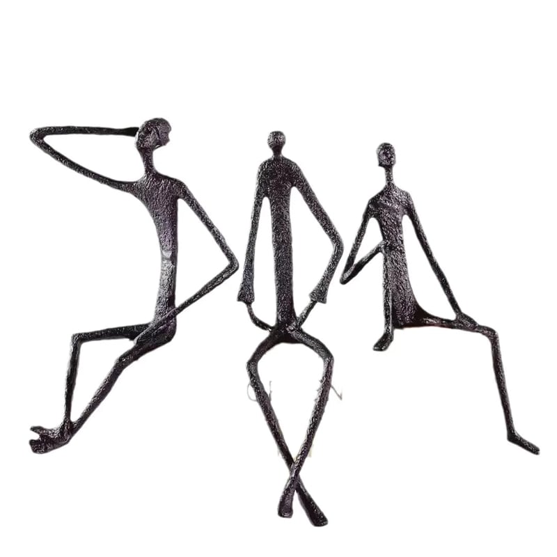 Abstract Human Figures Sculpture Black Cast Iron