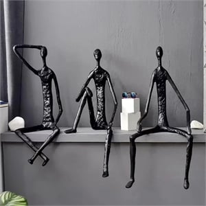 Abstract Human Figures Sculpture Black Cast Iron