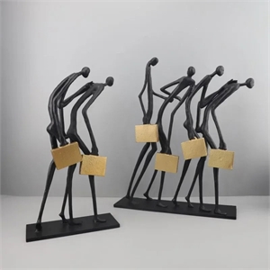 Abstract Statue - Modern Black Metal Pedestal
