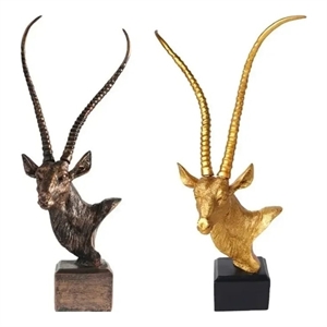 Luxurious Gold  Antelope Polyresin  Head Figurine
