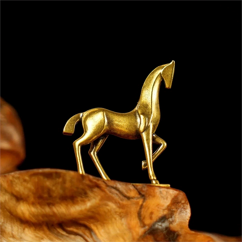 Sculpture - Abstract Gold Brass Horse