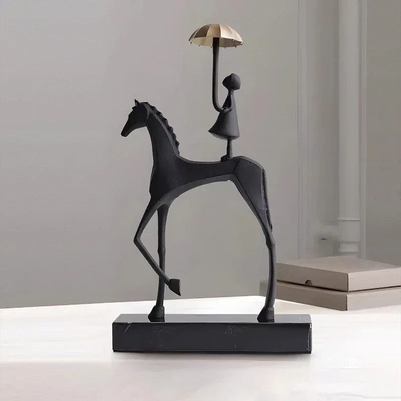 Horse Metal Sculpture - Decorative Black Horse Figurine