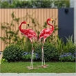 Tropical Pink Flamingo Sculpture Pair - Metal Decorative Lawn & Patio Decor