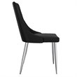 Contemporary Faux Leather and Metal Dining Chair Set of 2 Black and Chrome