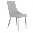 Contemporary Faux Leather and Metal Dining Chair Set of 2 Grey and Chrome