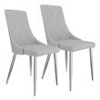 Contemporary Faux Leather and Metal Dining Chair Set of 2 Grey and Chrome