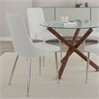 Contemporary Faux Leather and Metal Dining Chair Set of 2 White and Chrome
