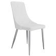 Contemporary Faux Leather and Metal Dining Chair Set of 2 White and Chrome