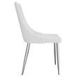 Contemporary Faux Leather and Metal Dining Chair Set of 2 White and Chrome