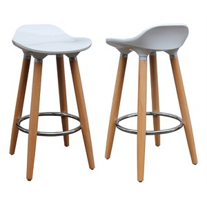 Trex 26&quot Modern ABS Plastic/Solid Wood Counter Stools in White (Set of 2)