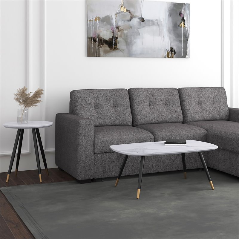 Emery Contemporary Rectangle Engineered Wood Coffee Table in White