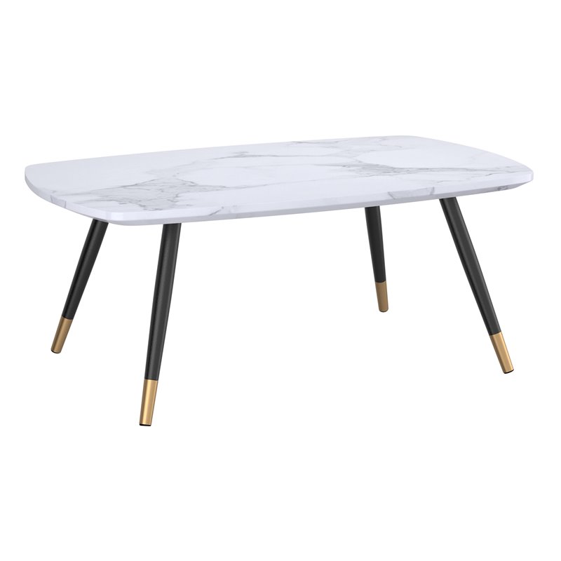 Emery Contemporary Rectangle Engineered Wood Coffee Table in White