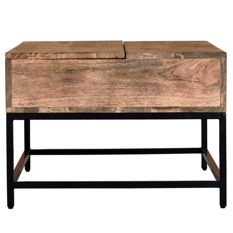 Industrial Chic Solid Wood and Iron LiftTop Coffee Table Natural Burnt and Black