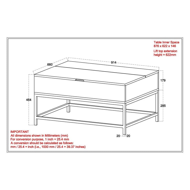 Industrial Chic Solid Wood and Iron LiftTop Coffee Table Natural Burnt and Black