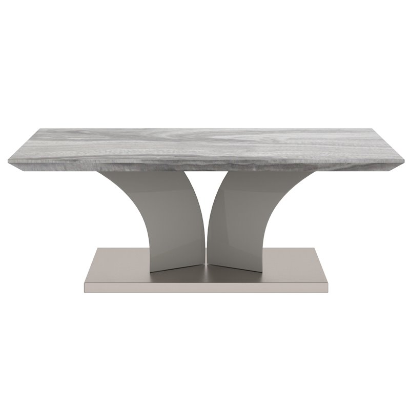 Napoli Modern Faux Marble/Stainless Steel Coffee Table in Gray