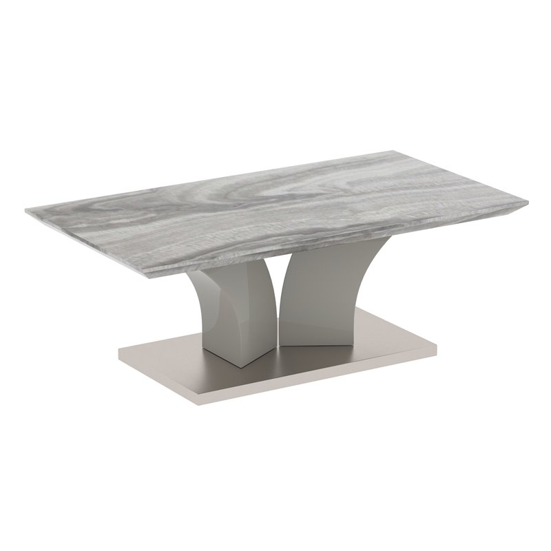 Napoli Modern Faux Marble/Stainless Steel Coffee Table in Gray