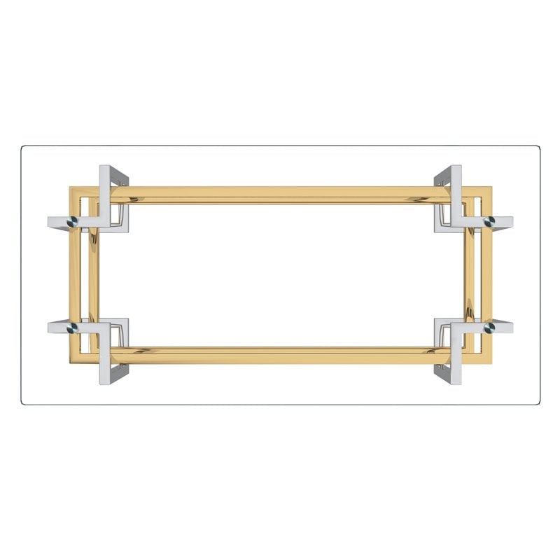Florina Rectangular Contemporary Glass/Metal Coffee Table in Silver/Gold