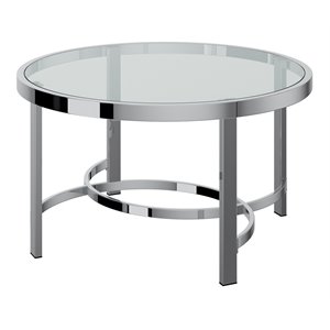 strata round contemporary metal/glass coffee table in chrome