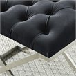 Contemporary Velvet and Stainless Steel Bench Black and Silver