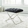 Contemporary Velvet and Stainless Steel Bench Black and Silver