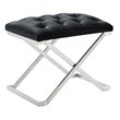Contemporary Velvet and Stainless Steel Bench Black and Silver
