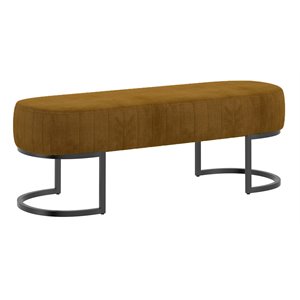 caprese velvet upholstered/metal bench in black
