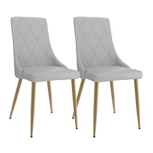 Antoine 20&quot Faux Leather Upholstered Side Chair in Light Gray (Set of 2)