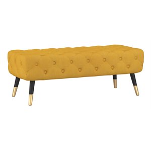 meryl modern fabric upholstered bench with button tufted