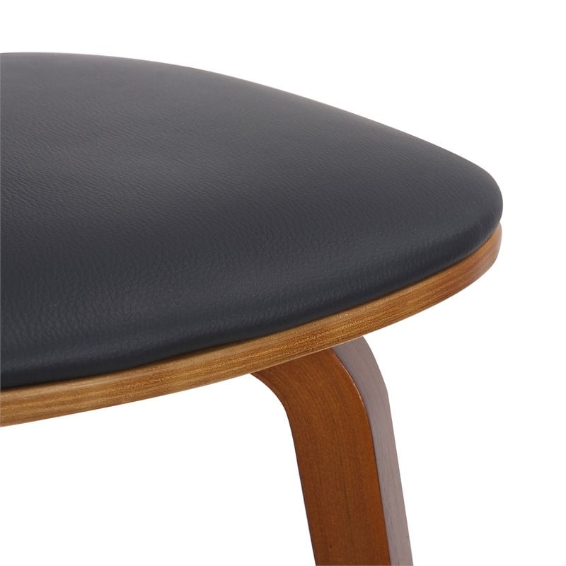 MidCentury Modern Faux Leather and Wood Dining Chair Black and Walnut