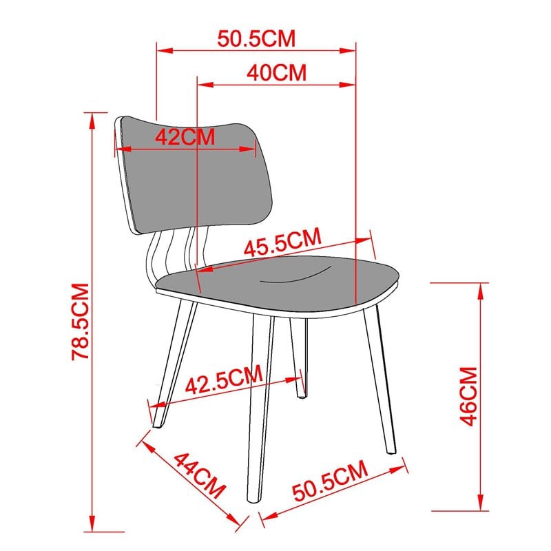 MidCentury Modern Faux Leather and Wood Dining Chair Black and Walnut