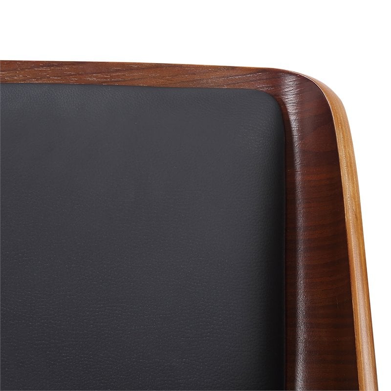 MidCentury Modern Faux Leather Metal and Wood Dining Chair Black and Walnut