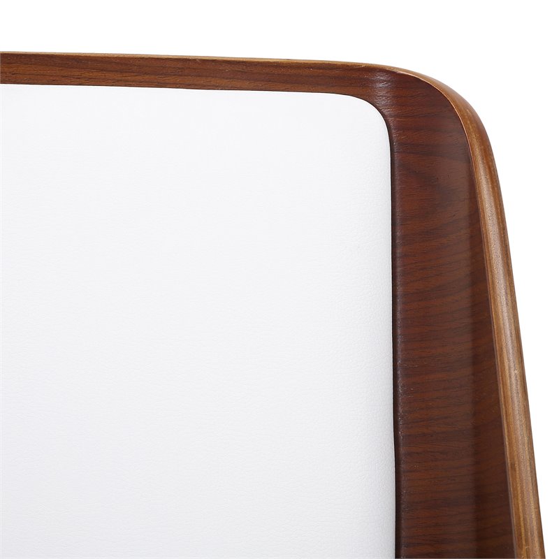 MidCentury Modern Faux Leather Metal and Wood Dining Chair White and Walnut