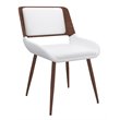 MidCentury Modern Faux Leather Metal and Wood Dining Chair White and Walnut