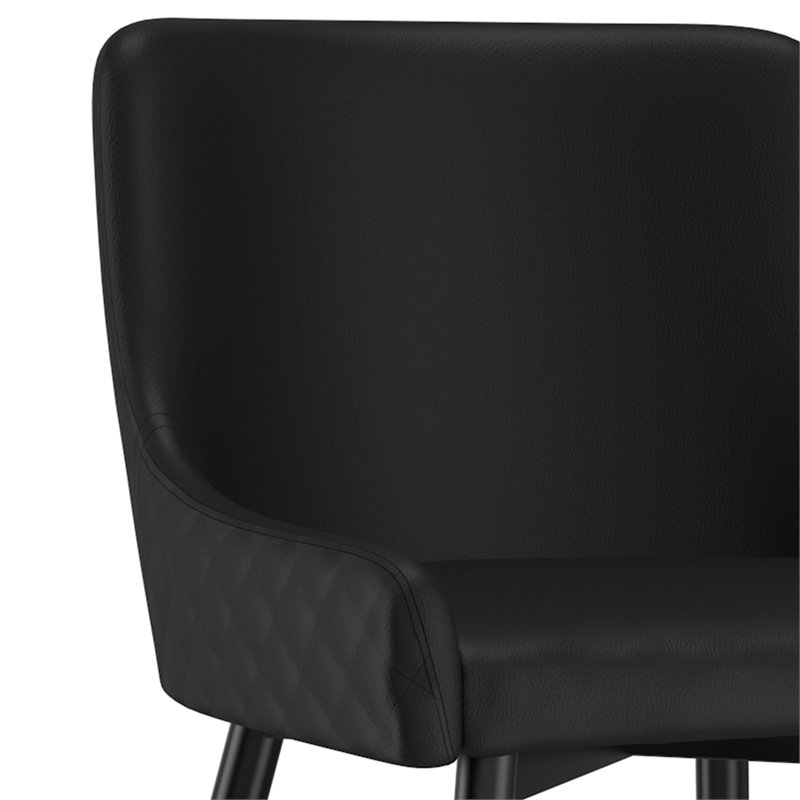 Modern Faux Leather and Metal Dining Chair Set of 2 Black