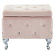 Contemporary Velvet and Metal Square Storage Ottoman Blush Pink and Chrome