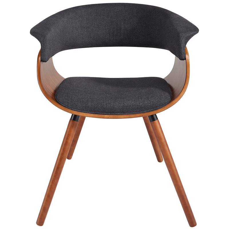 MidCentury Fabric and Bent Wood AccentDining Chair Charcoal and Walnut