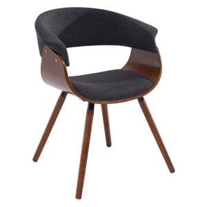 MidCentury Fabric and Bent Wood AccentDining Chair Charcoal and Walnut