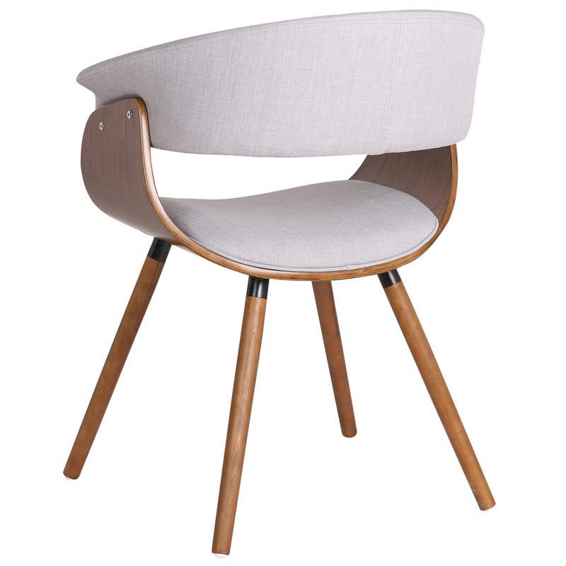 MidCentury Fabric and Bent Wood AccentDining Chair Grey and Walnut