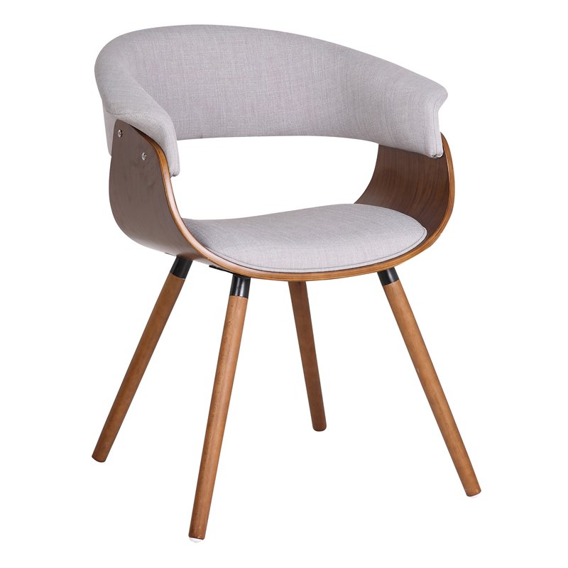 MidCentury Fabric and Bent Wood AccentDining Chair Grey and Walnut