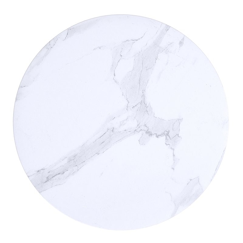 Contemporary MDF and Metal Round Accent Table White and Black