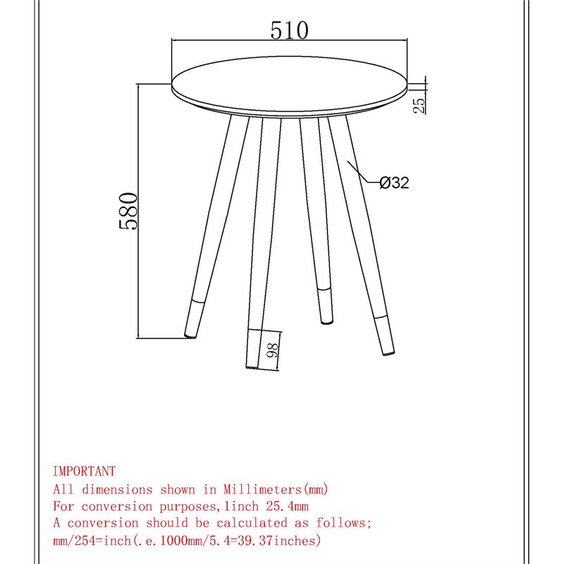 Contemporary MDF and Metal Round Accent Table White and Black